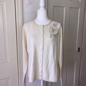 Cardigan with Large Flower Embellishment